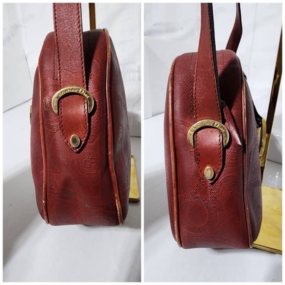Authentic CHRISTIAN DIOR Vintage Trotter Pattern Crossbody Bag Wine - Picture 6 of 16